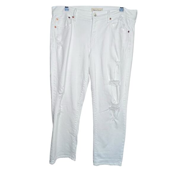 Gap Straight slim crop straight leg white distressed denim size 31 - Picture 1 of 10